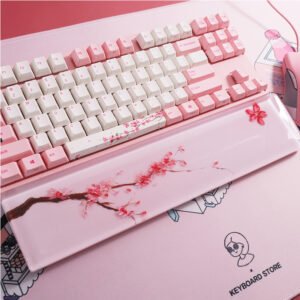 Pink Sakura Resin Keyboard Hand Rest For Mechanical Gaming Keyboard