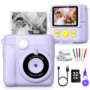 Kids Digital Camera 1080P HD Instant Print Camera Portable Camera Toy with 32GB Card